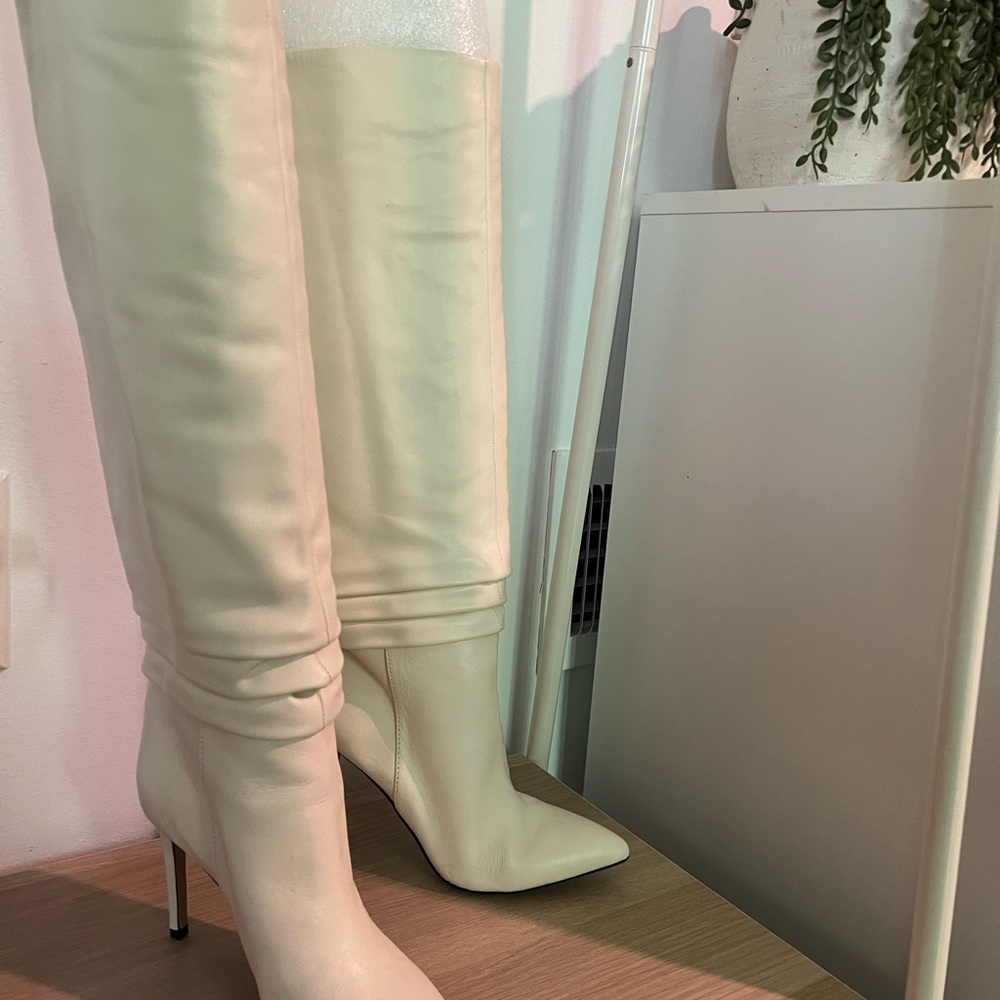 Vince Camuto Cream Heeled Boots